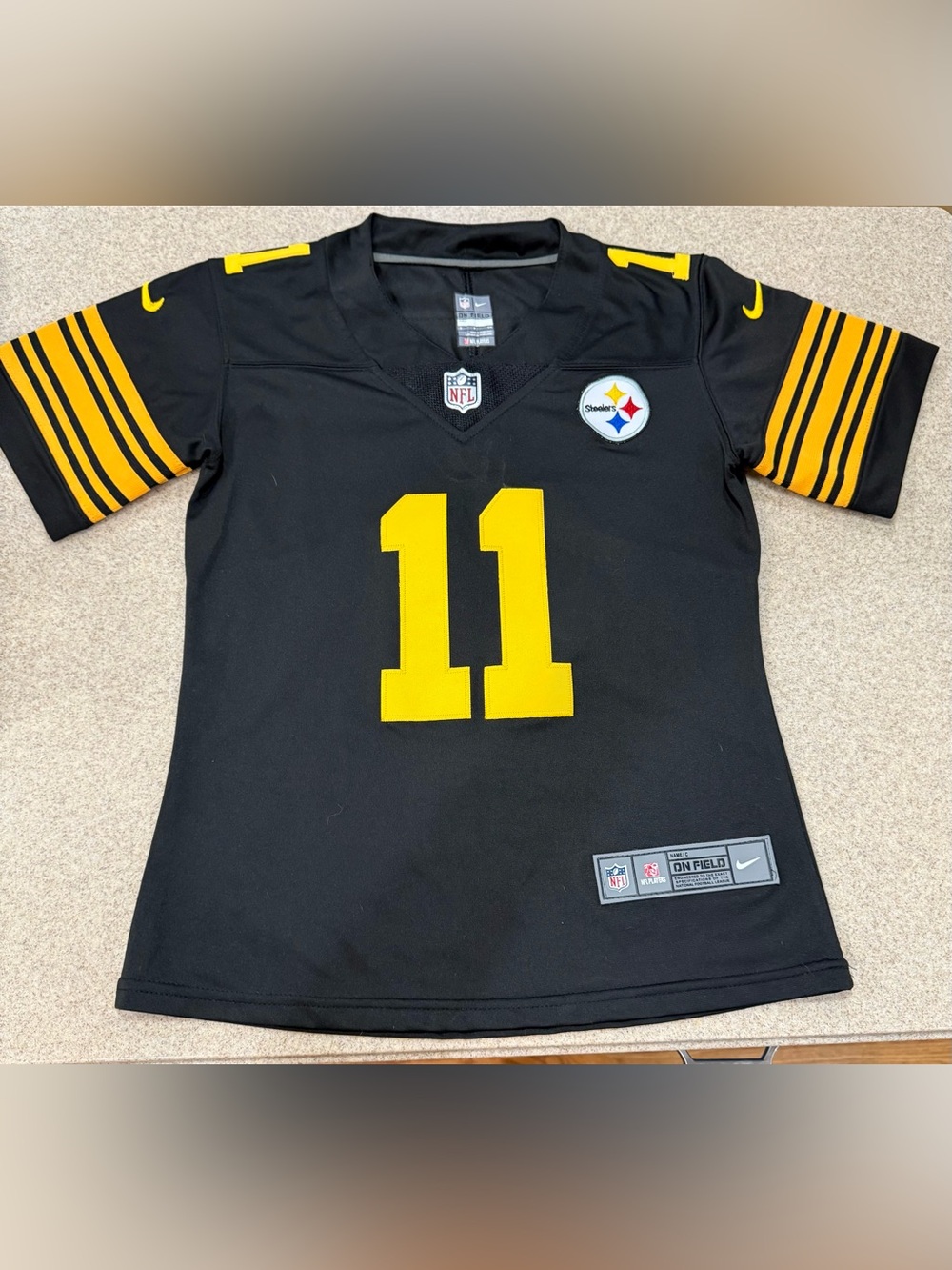 Nike Black and Gold #11 Steelers Football Jersey